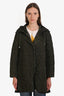 Moncler Army Green Nylon Lace Midi Jacket Size 1