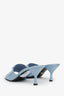 Prada Light Blue Triangle Logo Kitten Heeled Mule Size 38