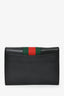 Gucci Black Leather Web Detail Sylvie Clutch
