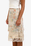 Max Mara Cream/Orange Silk Lace Midi Skirt Size 2