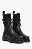 Rene Caovilla Black Leather Cleo Combat Biker Boots Size 37.5