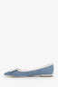 Roger Vivier Denim/White Leather Trimmed Pointed Toe Flats Size 40