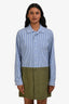 Vis A Vis Blue Striped Cotton Poplin Shirt Dress with Green Utility Skirt Size 1