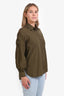 Max Mara Green Cotton Button-Up Long Sleeve Top Size 6