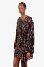 Saint Laurent Black Sheer Silk Lurex Multicolour Detailed Mini Dress Size 38