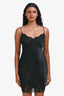 Ermanno Scervino Black Silk Lace Detail Mini Slip Dress Size 40