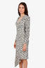 A.L.C. Black/White Midi Length Zip Up Draped Dress Size 0