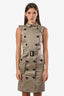 Burberry Beige Cotton Double Breasted Belted Sleeveless Coat Style Dress Size 2
