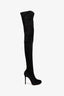 Christian Louboutin Black Suede Thigh High Heeled Boots Size 38