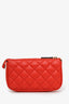 Versace Orange Quilted Leather Medusa Mini Pochette