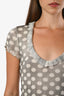 Saint Laurent Black/White Polka-Dot Silk Short Sleeve Top Size S