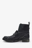 Fendi Black Leather Studded Accents Combat Boots Size 40.5