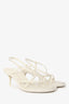 Alexander McQueen White Leather Strappy Kitten-Heeled Sandals Size 40