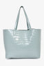 Mansur Gavriel Blue Croc Embossed Tote with Pouch