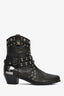 Stuart Weitzman Black Leather Studded Western Boots Size 6.5