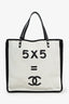 Pre-loved Chanel™ 2014 15 White/Black Canvas 5x5 Small Tote