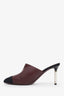 Pre-loved Chanel™ 2020 Burgundy Leather Cap-Toe Interlocking CC Logo Mules Size 37C
