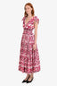 Dolce & Gabbana Red/White Cotton 'Majolica' Print Maxi Dress Size 40