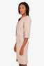 Pre-loved Chanel™ 2014 Beige Metallic Tweed Jacket with Sleeveless Midi Dress Set Size 34