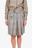 Burberry Grey/White Nova Check Wool Belted Midi Skirt Size 6