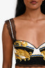 Versace Black Multicolour Silk Lace Details Barocco Femme Bralette Size 38