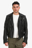 Burberry Black Lambskin Distressed Moto Jacket Size 50 Mens