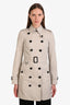 Burberry Light Beige Midi Belted Trench Coat Size 2