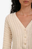 Theory Cream Wool Cashmere Blend Knit Cropped Cardigan Size M