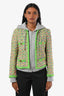 Moschino Neon Green Multicolour Tweed Hooded Jacket Size 8