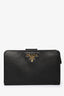 Prada 2010 Black Saffiano Leather French Wallet with Zip Coin Purse
