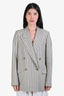 Acne Studios White/Grey Wool Striped Blazer Size 38
