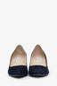Jimmy Choo Navy Suede Pointed Toe Kitten Heel Size 40