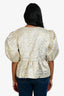 Ganni Gold/Silver Metallic Three Tie Peplum Top Size 40