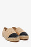 Pre-Loved Chanel™ Nude/Black Leather Captoe CC Espadrilles Size 39