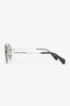 Black Silver Crystal Embellished Oval Rimless Sunglasses