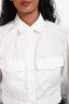 Alia White Cotton Cropped Long Sleeve Button Down Shirt Size 42