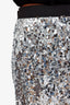 Dolce & Gabbana Silver Sequin Silk Midi Skirt Size 42