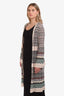 Missoni Pink/Green Chevron Knit Long Open Cardigan Size 48