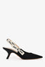 Christian Dior Black Canvas J'Adior Slingback Heels Size 39