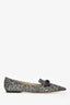 Jimmy Choo Black/Silver Sparkly Bow Flats Size 39.5