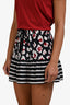 Red Valentino Navy/Red/White Silk Patterned Mini Skirt Size 38
