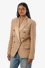 Balmain Beige Padded Shoulder Gold Buttons Blazer Size 34