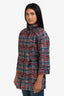 Pre-loved Chanel™ 2014 Red/Blue Tweed Printed Nylon Rain Jacket Size 36
