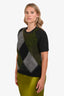 N.21 Grey/Green Argyle Printed Virgin Wool Sweater With Sheer Silk Back Size 44