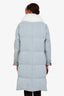 Thom Browne Grey Wool and Fox Fur Hooded Puffer Coat Size 40