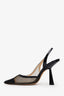 Jimmy Choo Black Patent Leather Mesh Slingback Heels Size 35