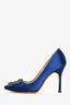 Manolo Blahnik Electric Blue Lace Satin Hangisi Heels Size 6