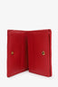 Gucci Red Chevron Leather GG Marmont Card Case Wallet