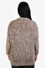 Brunello Cucinelli Brown/White Linen Cotton Sequin Knit Cardigan Size XL