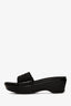 Prada Black Nylon Patent Strap Platform Slides Size 40